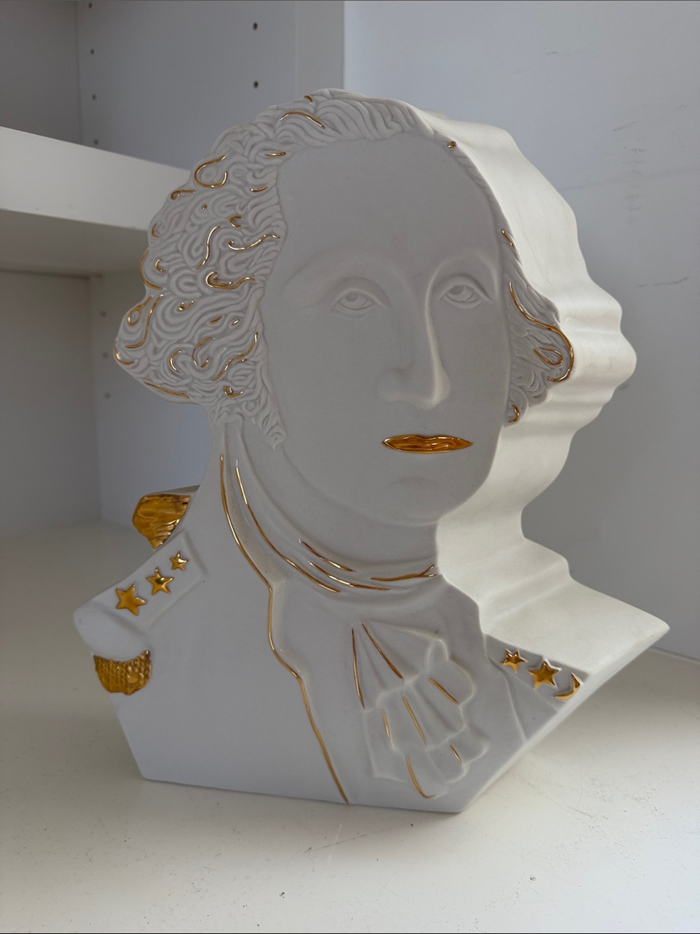 Jonathan Adler George Washington Porcelain Bust Sculpture Gold White